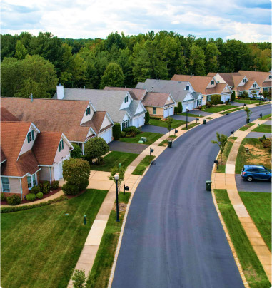 row of homes on a neighborhood street
