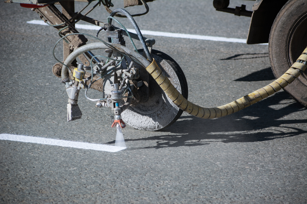 Asphalt pavement with road markings